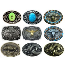 Western Cowboy Buckle Vintage Alloy Bull Engraved Belt Buckle Fits 1-1/2" Belt