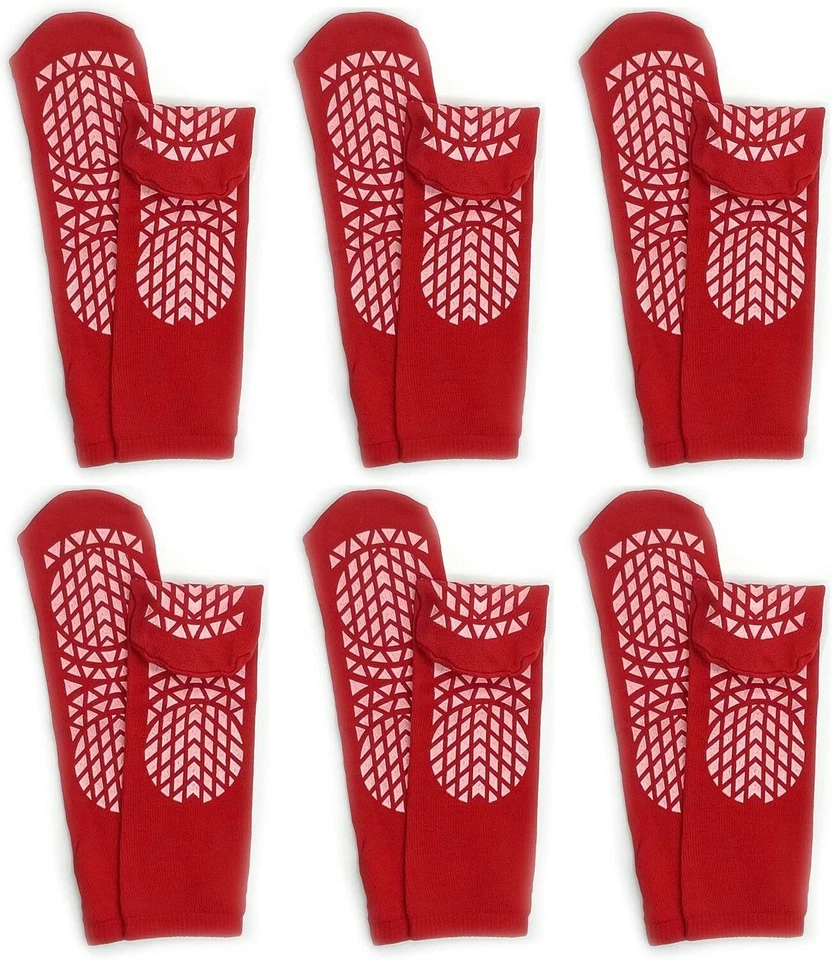 Non Slip Safety Socks Double Sided Tread Hospital Grip Slippers 6 Pairs Soft - Image 4 of 4