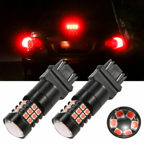 2PCS 3157 Red LED Strobe Brake Light Flashing Safety Blink For Tail Parking Bulb - Afbeelding 1 van 10