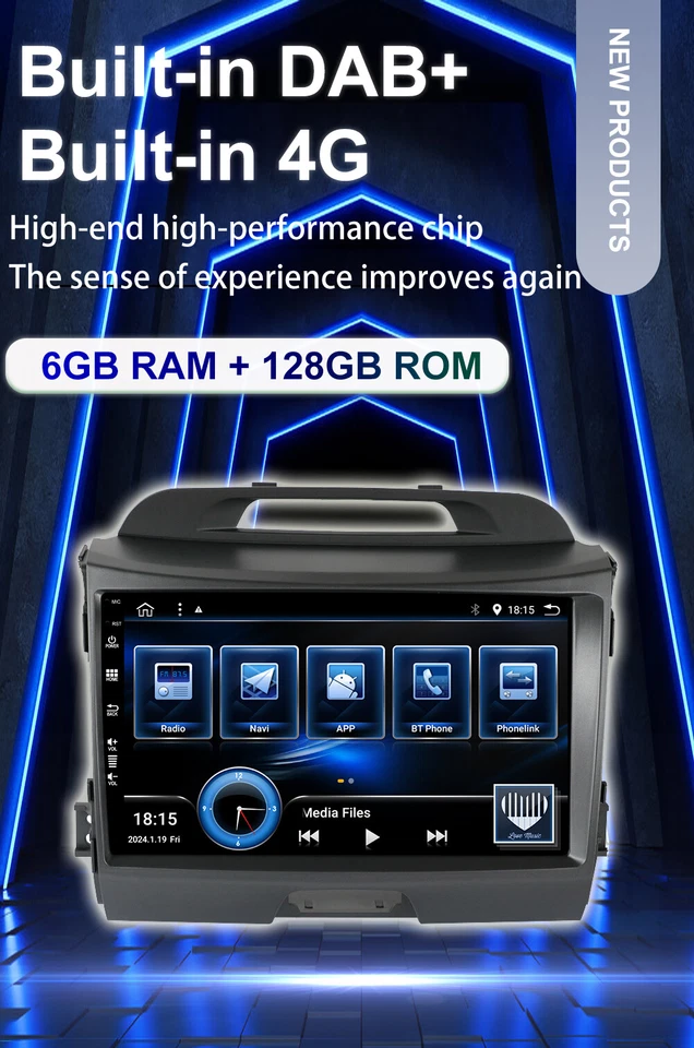 DAB+ Für KIA Sportage 2010-2016 Autoradio Android15 Navi GPS Car Play QKED 128GB - Bild 3 von 4