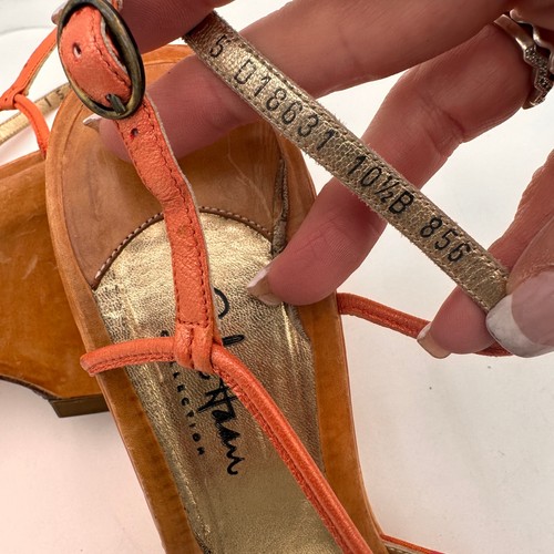 Cole Haan Red & Orange Slingback Retro Disco Wooden Heel Wedge Sandals Size 10.5 - Picture 9 of 9