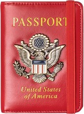 Passport Holder Cover and Card Case Slot Combo RFID Blocking Leather Travel Pass