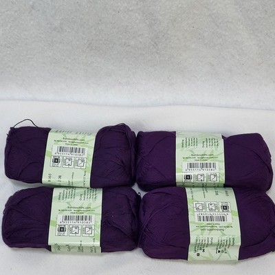 BambooMN 100% Bamboo Yarn Lot 4 Skeins Purple Super Fine 433 Yards