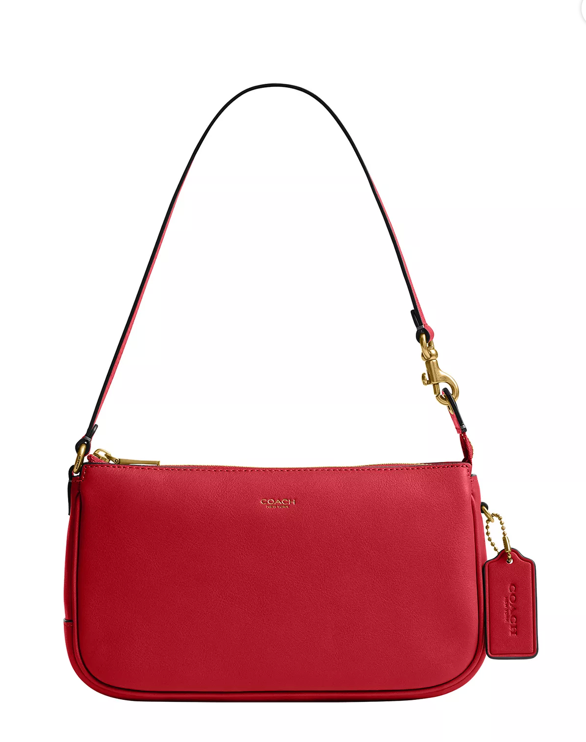 ORIG. PKG. Coach Scarlet Red Smooth Leather Wristlet Short Shoulder Plaza 22 Bag