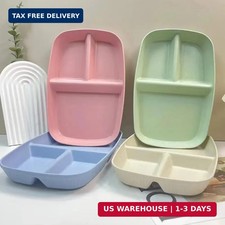Unbreakable Divided Plates 10.5 Inch 4 PCS,Reusable Wheat Straw Plates  Portion C