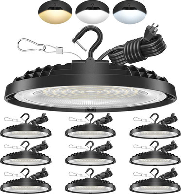150W UFO LED High Bay Light 10 Pack, Adjustable & 3-Color Temp, 21,000LM