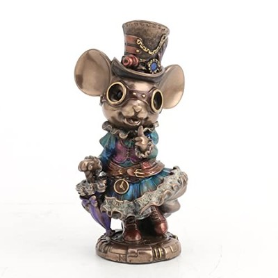 Veronese Design 5 1/2 Steampunk Lady Mouse with Top hat and Parasol Figurine