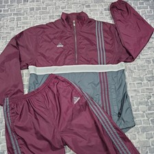 Adidas Tracksuit Windbreaker Set Mens Large Maroon 90s Y2K Retro
