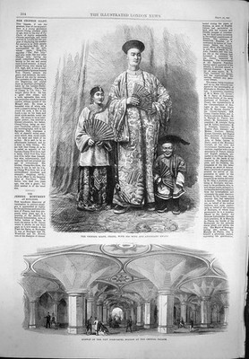Original alter antiker Druck 1865 chinesischer Riesen Chang Zwerg U-Bahnhof 19.