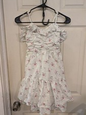 Wild Fable XXS White Floral Patterned Dress Ruched Mini A-Line Dress