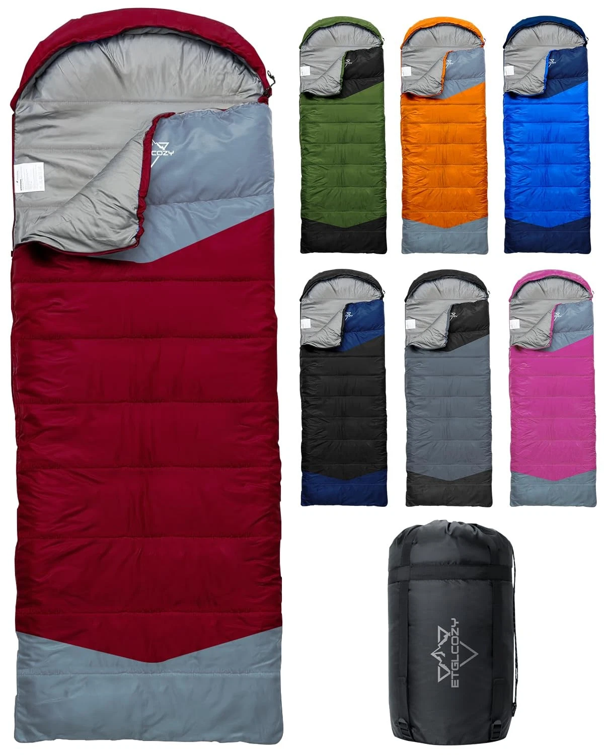 Lightweight 3-Season Sleeping Bag for Adults/Kids Camping, Compact w/Compress...