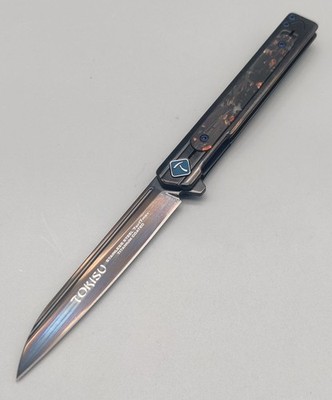 Tokisu Messer Naigiri All Black Taschenmesser Linerlock Kohlefaser 7Cr17MoV 