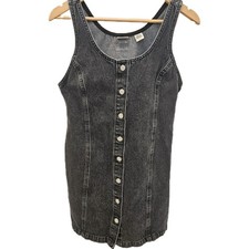 Levis Denim Dress Small Black Two Horse Brand Button Front Pockets 90s 80s Y2K