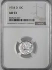1934-D  10C  MERCURY SILVER DIME  NGC AU53  #8405235-037