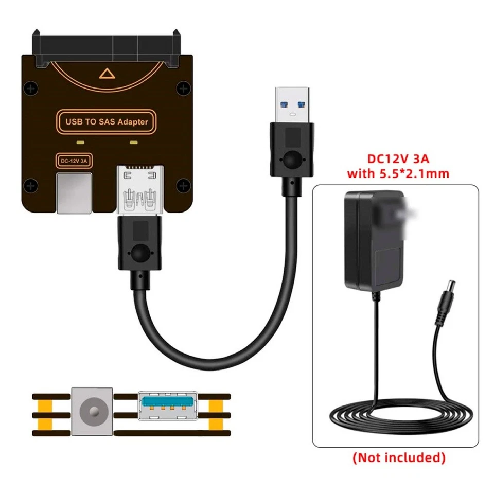 CY SFF-8482 SAS 29Pin to USB 3.0 Hard Disk Drive Raid Adapter 5Gbps with Chipset - Image 2 of 4