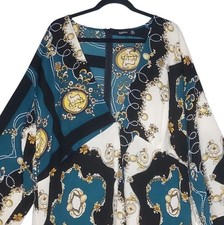 Boohoo Women 16 Plus Chic Plunge Kimono Sleeve Skater Mob Wife Coquette Kaftan