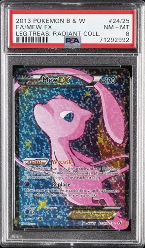 2013 POKEMON B&W LEGEND TREASURES RADIANT COLL #RC24 FULL ART/MEW EX PSA 8