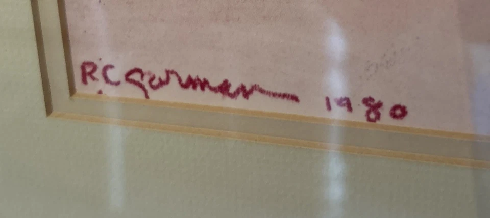 R.C. Litografía firmada Gorman 'Rosa', circa 1980, aprox. 34x29 pulgadas. Foto 3 de 4