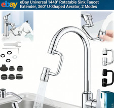 Universal 1440  Rotatable Sink Faucet Extender, 360  U-Shaped Aerator, 2 Modes