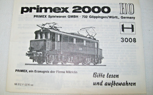 Märklin / Primex H0 3008 - Bedienungsanleitung E-Lok BR 144 - guter Zustand | Zustand: Gebraucht