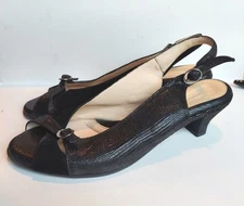 BEAUTIFEEL MIA LUMINOUS SLING BACK Peep Low HEEL Comfort Shoes Sandal Sz 8 Lined