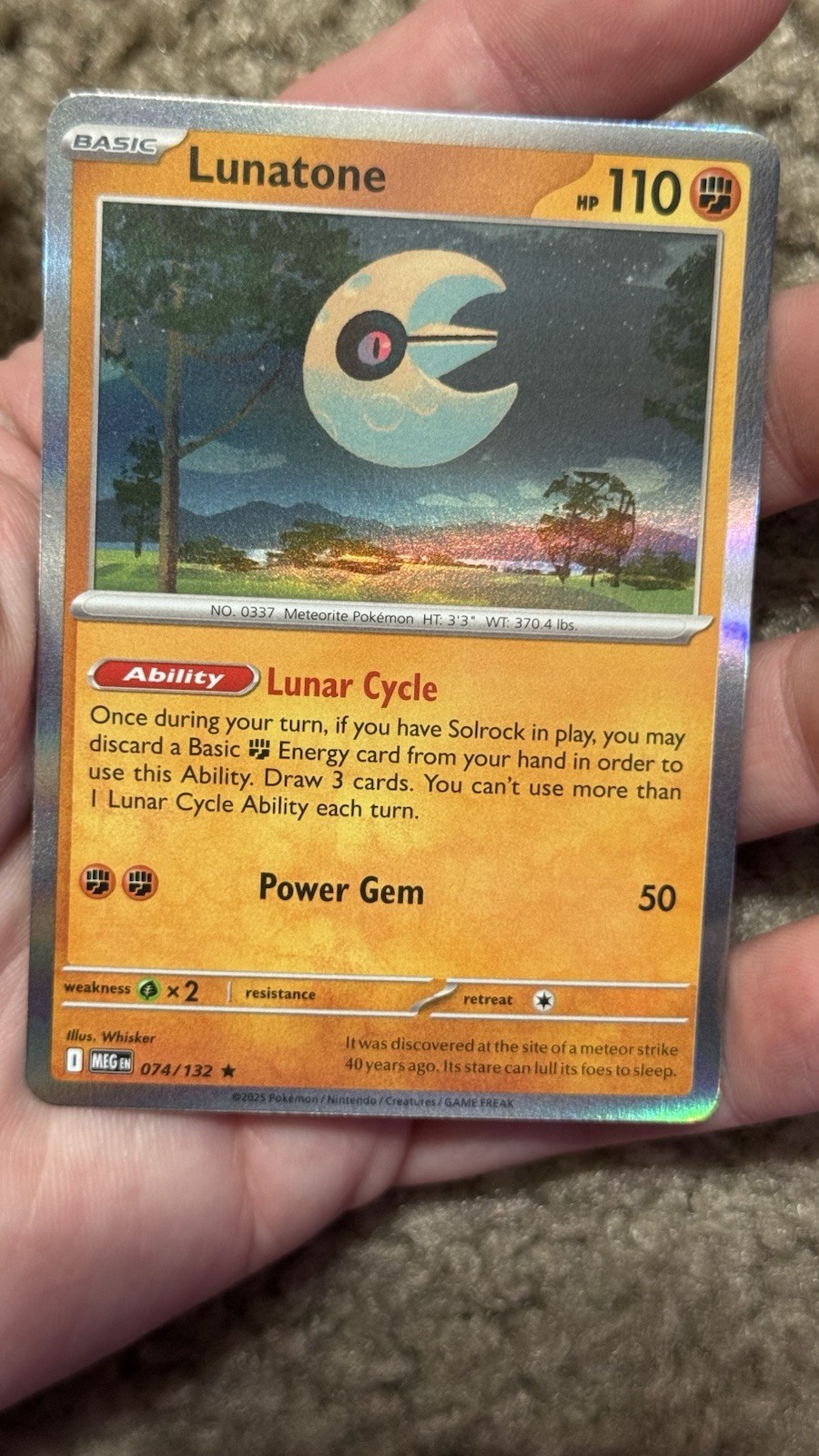 Pokémon TCG - Lunatone 074/132 (Mega Evolution Holofoil) Pack Fresh NM