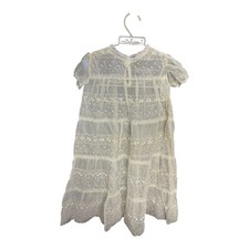 Vintage Baptism Dress Lace Baby Ivory White Christening Gown Stains No Tags