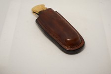 handmade buck 110 custom leather sheath dark brown, waxed, Sheath Only