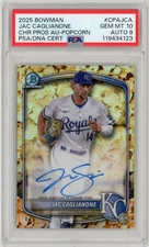 2025 Bowman Chrome Jac Caglianone Snack Pack Popcorn Auto /5 PSA 10 CPA-JCA MLB