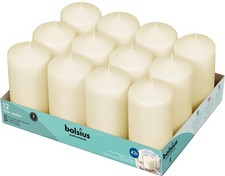 BOLSIUS 12 Ivory Pillar Candles Set - Unscent...