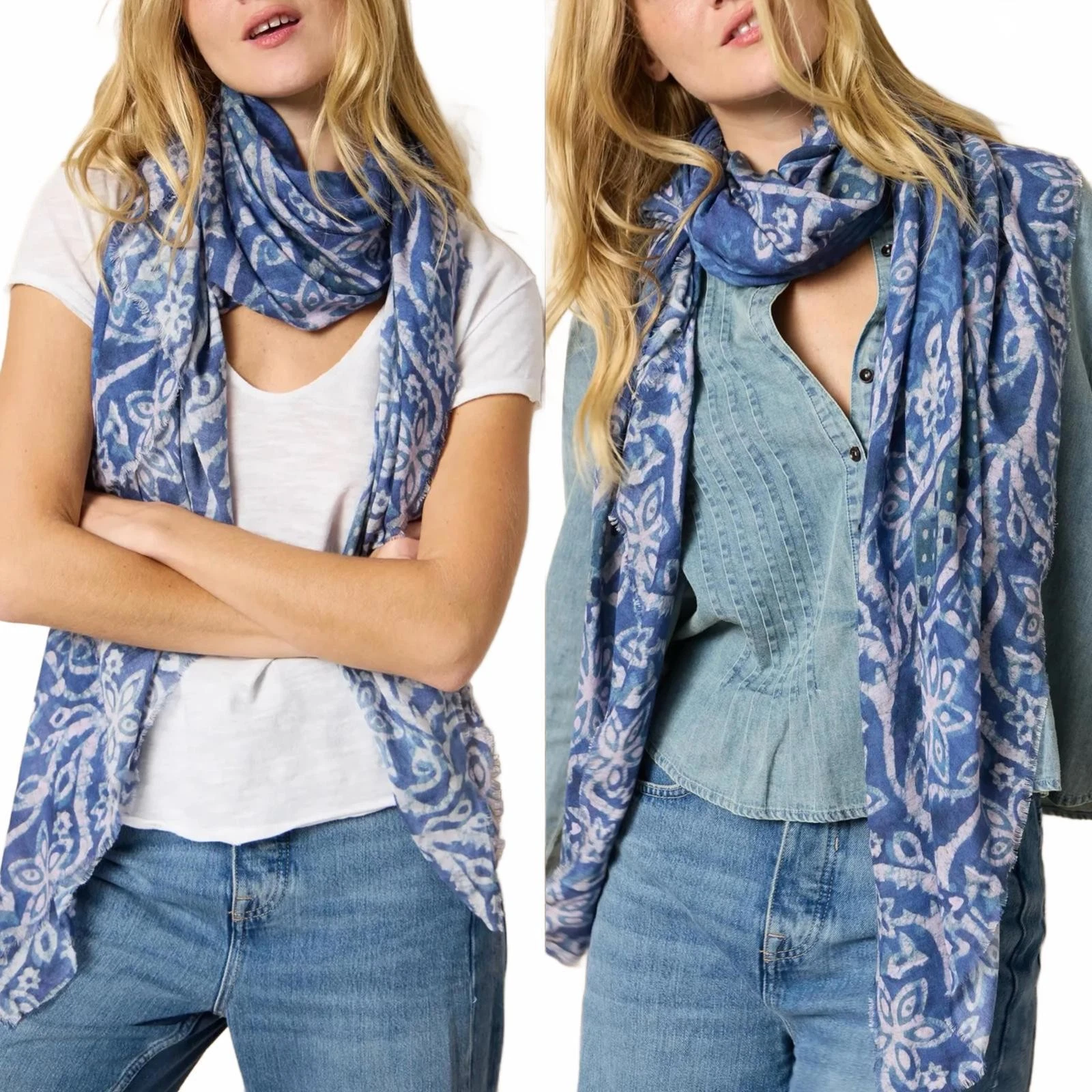 Natural Life Convertible Scarf NWT Navy Border