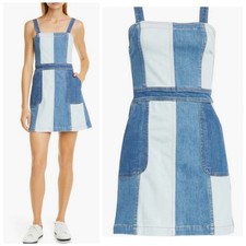 NWT Alice + Olivia Mini Dress 4 Blue Jamiee Multi Colorblock Denim Patchwork