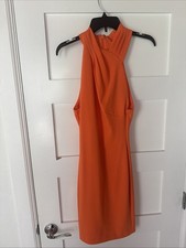 Rachel Rachel Roy Women's Orange Crossover Halter Sheath Dress Size L
