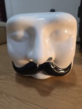 Vintage Fitz  Floyd Mustache Man Nose Ceramic Tissue Box Cover Rare HTF
