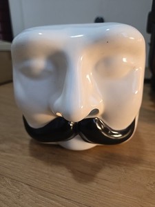 Vintage Fitz & Floyd Mustache Man Nose Ceramic Tissue Box Cover Rare HTF
