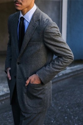 S+, Size 40R] Kenneth Field Fox Brothers Flannel Blazer Gray Sack