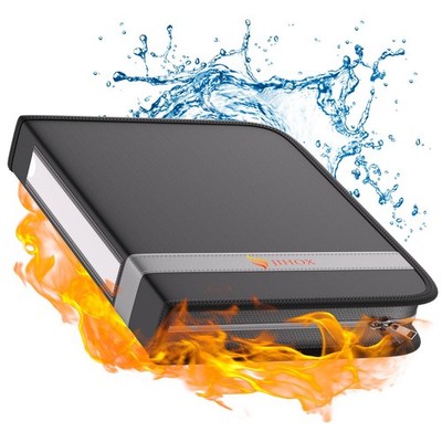 Fireproof 1.5'' 3 Ring Binder with Zipper, 2 Interior Pockets, 1.5Inch, Black 