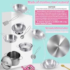 Mini Play Pots and Pans Toys for Kids Kitchen Playset Pretend Cookware Utensi...
