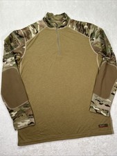 XGO Shirt Mens L Green Combat FR Flame Resistant Camo DBL3 Baselayer USA Made