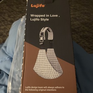 Lujifo Houndstooth Baby Sling Carrier, Adjustable Cotton-Linen, Khaki