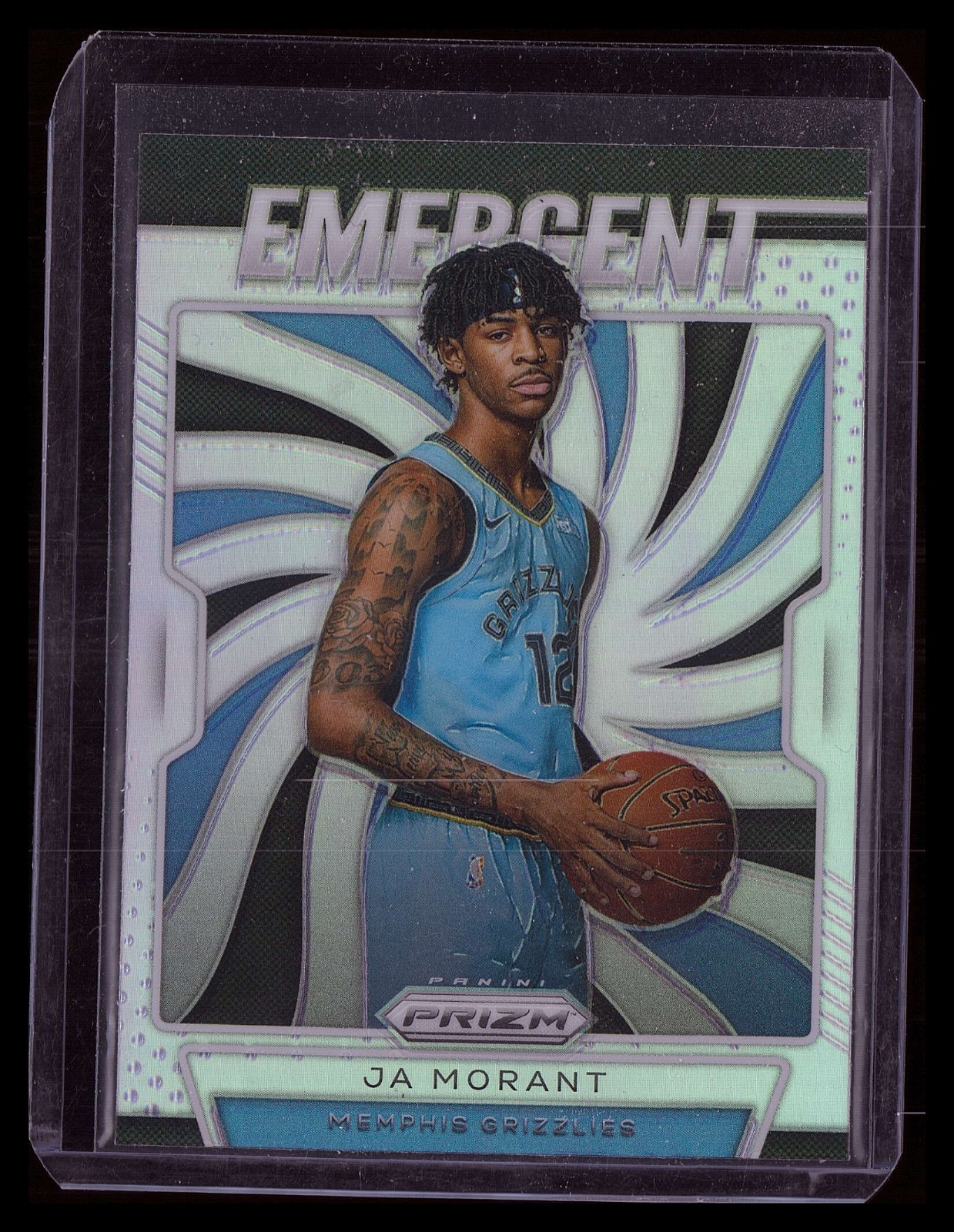 2019-20 PANINI PRIZM JA MORANT EMERGENT SILVER PRIZM ROOKIE CARD # 17