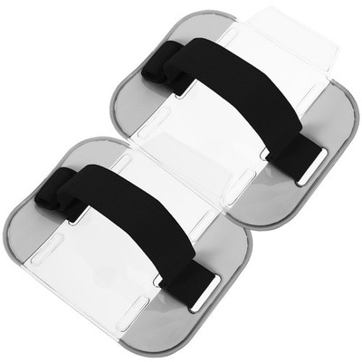 2 Pcs Badge Arm Band Cards Protective Cover Identification Holder