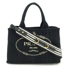 Prada Canapa Canvas 2Way Bag Women Black One Size 652353