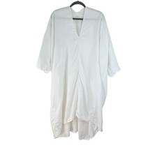 Miranda Bennett Studio Women White Linen V Neck Dress One Size
