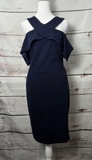 Lulus Womens Dress Size Small Navy Blue Off The Shoulder Bodycon Cityscape