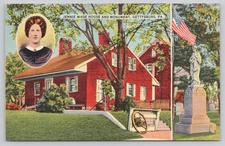 Vintage Linen Jennie Wade House & Monument Gettysburg PA Postcard