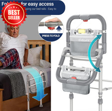 Foldable Bed Rails Elderly Safety Heavy Duty Adjustable Height Sensor Light