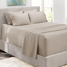 King Size Deep Pocket Bed Linen Set 1 Fitted Sheet 1 Flat Sheet 4 Pillowcases