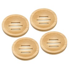 4Pack Wooden Soap Dish Natural Bamboo Soap Saver Tray Self Draining Soap Holder