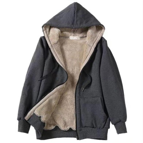 OVARA Veste Polaire Grande Taille Pour Femme - Sweat à Capuche Zippé Chaud Thermique Confortable à Manches Longues Pour Femme - Manteaux D'hiver Décontractés à Capuche Doublés Sherpa - Vestes En